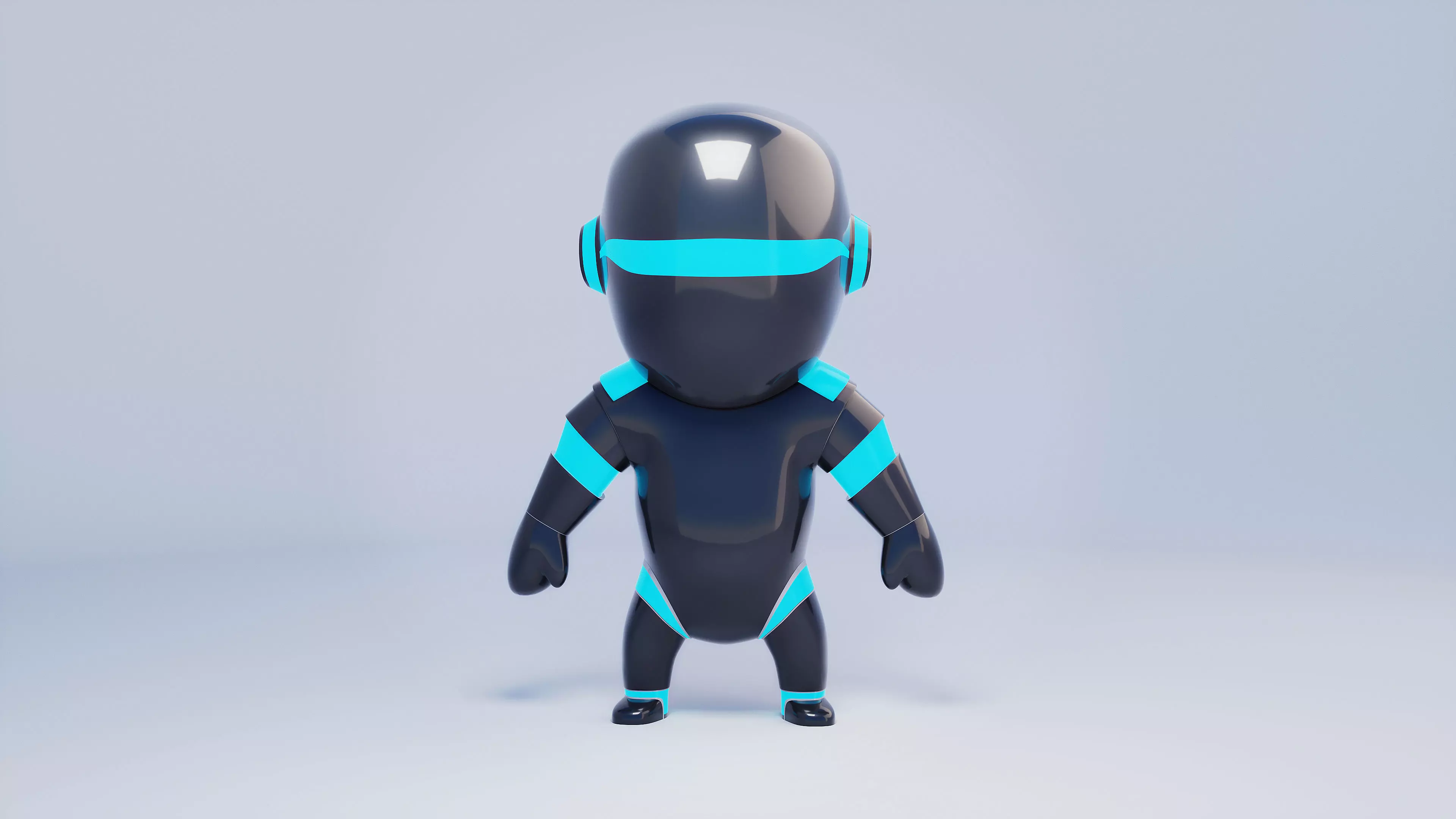 Chibi robot Low-poly 3D model_0