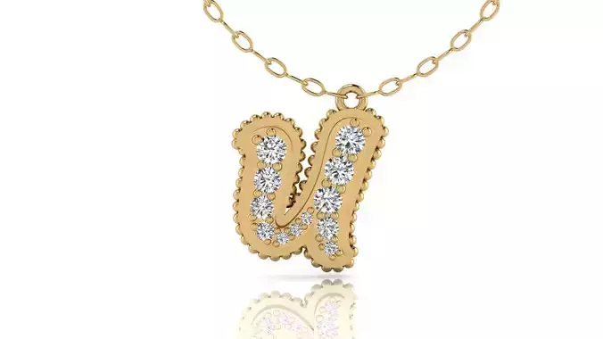 Alphabet Andala Beads Diamond Letter Pendant U