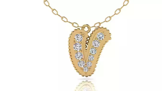 Alphabet Andala Beads Diamond Letter Pendant V