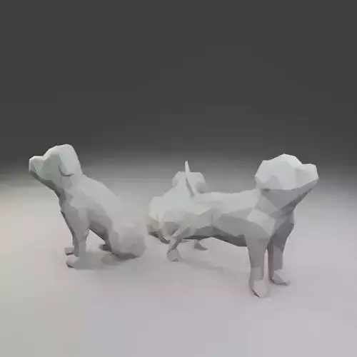 Low polygon Boxer dog 3D print model  in three poses 3D print model