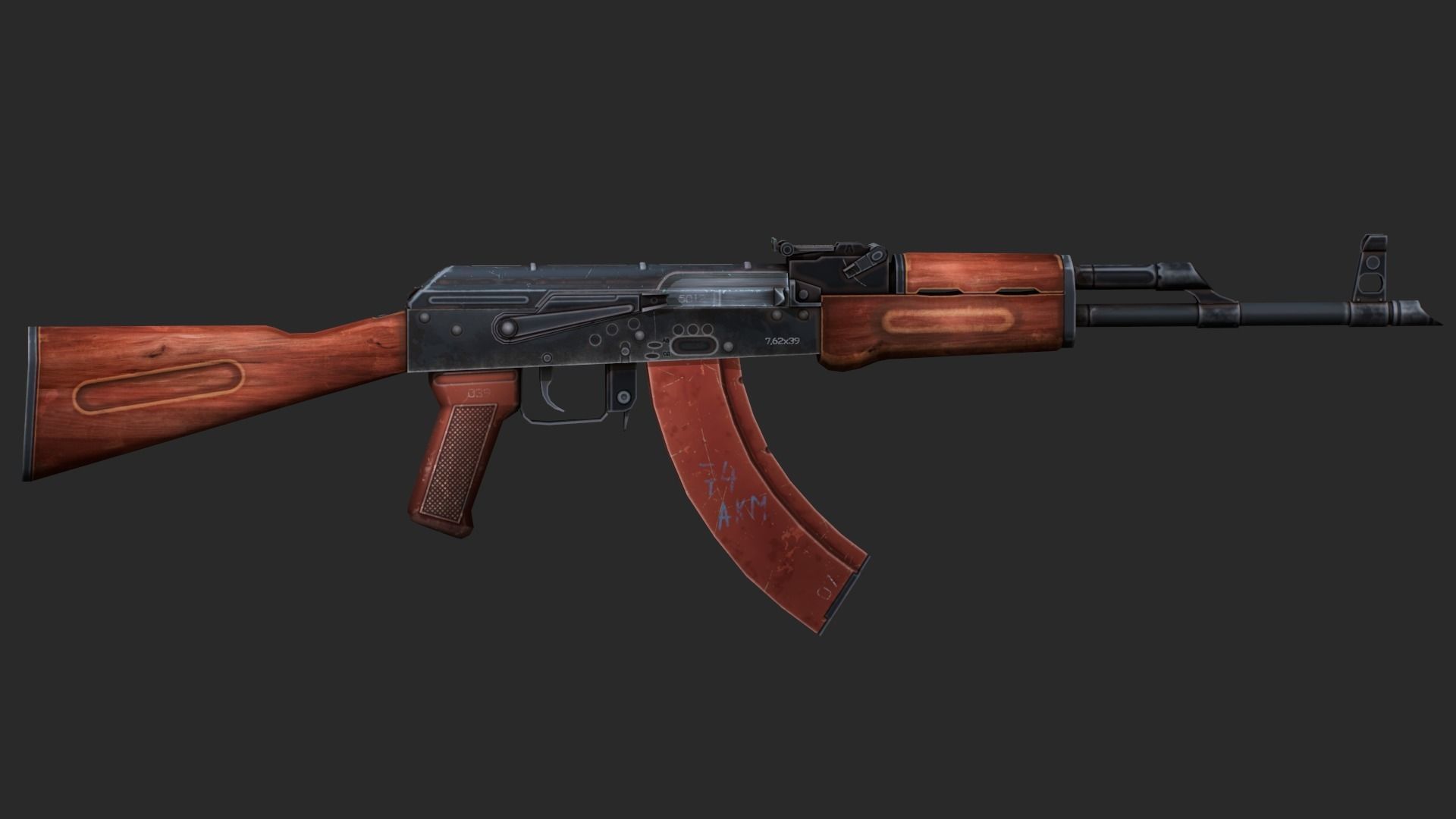 3D model AKM Assault Rifle - Low Poly Game Ready VR / AR / low-poly ...