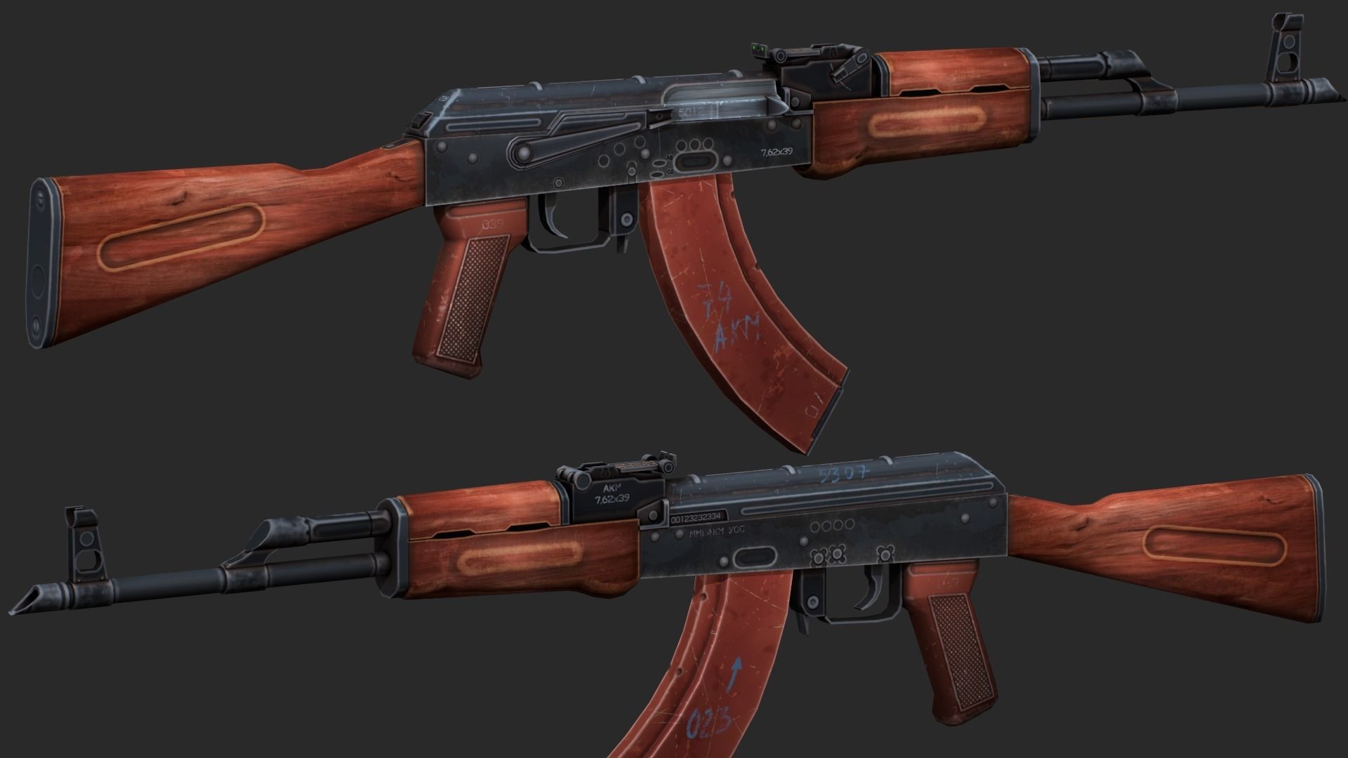 3D model AKM Assault Rifle - Low Poly Game Ready VR / AR / low-poly ...