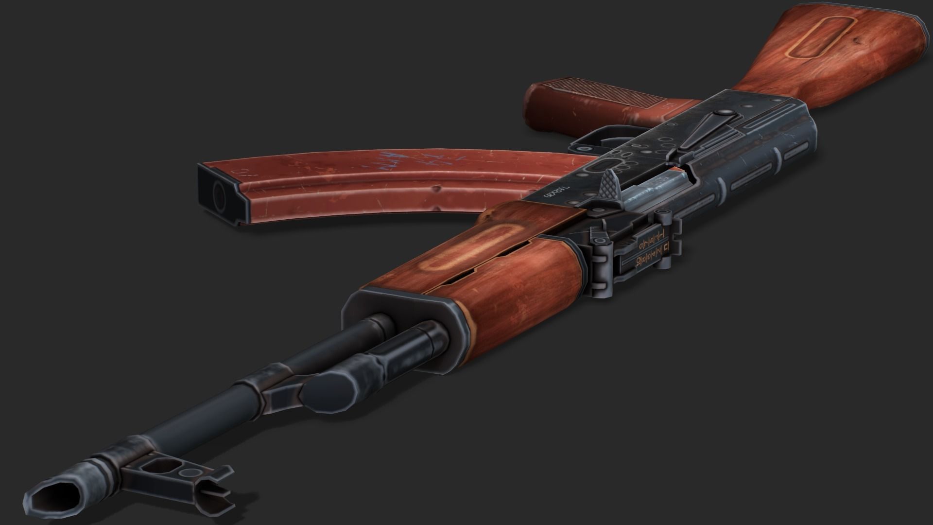 3D model AKM Assault Rifle - Low Poly Game Ready VR / AR / low-poly ...