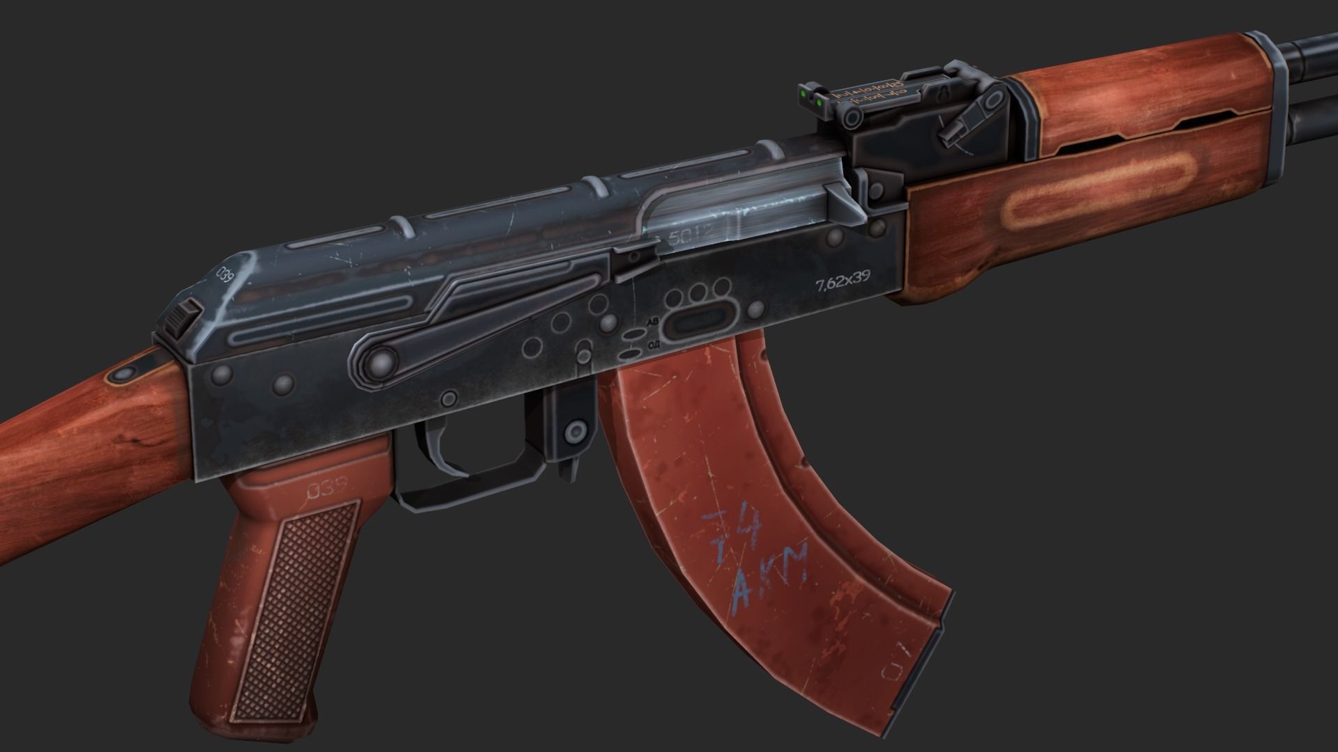 3D model AKM Assault Rifle - Low Poly Game Ready VR / AR / low-poly ...