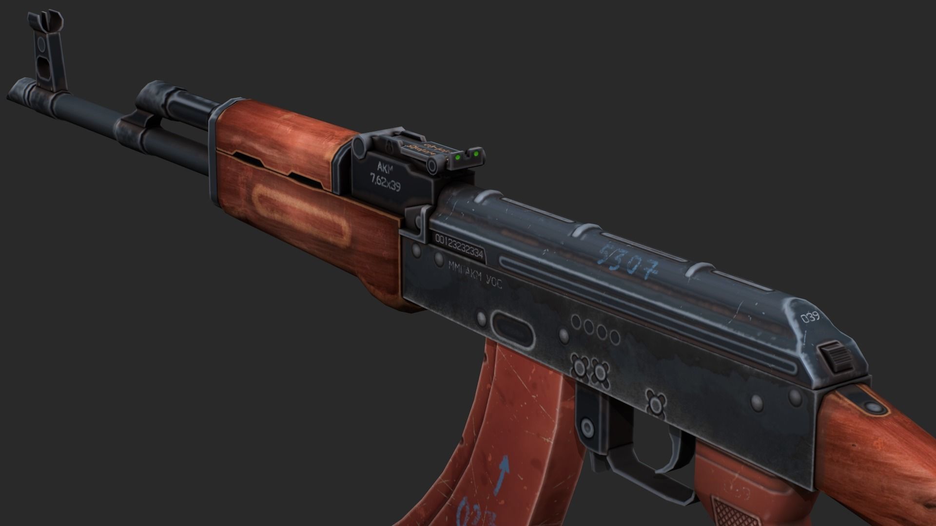 3D model AKM Assault Rifle - Low Poly Game Ready VR / AR / low-poly ...