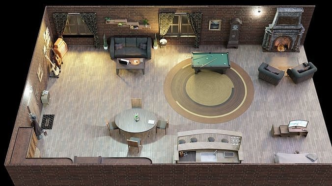 Modular apartment scene interior  3D model 3