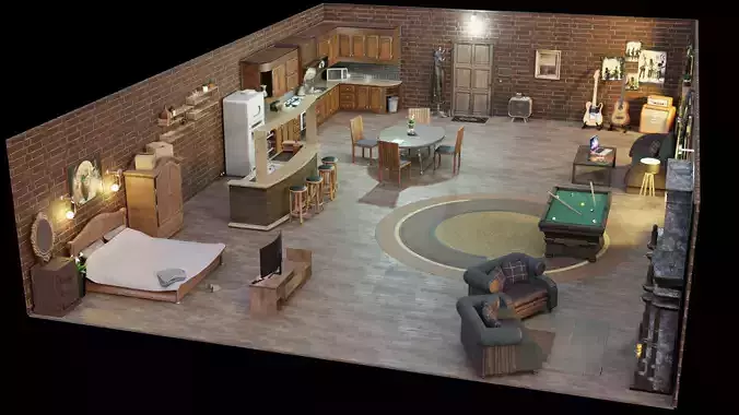 Modular apartment scene interior 