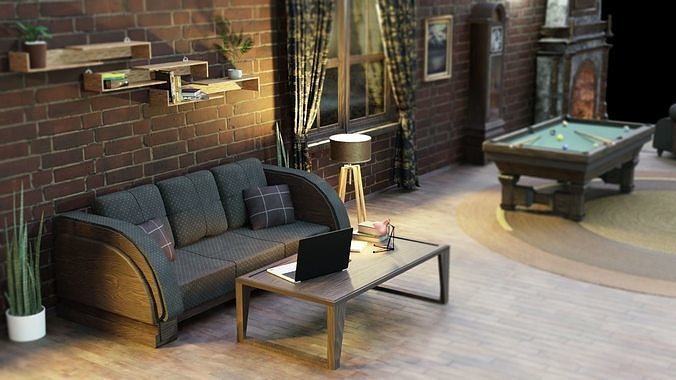 Modular apartment scene interior  3D model 5