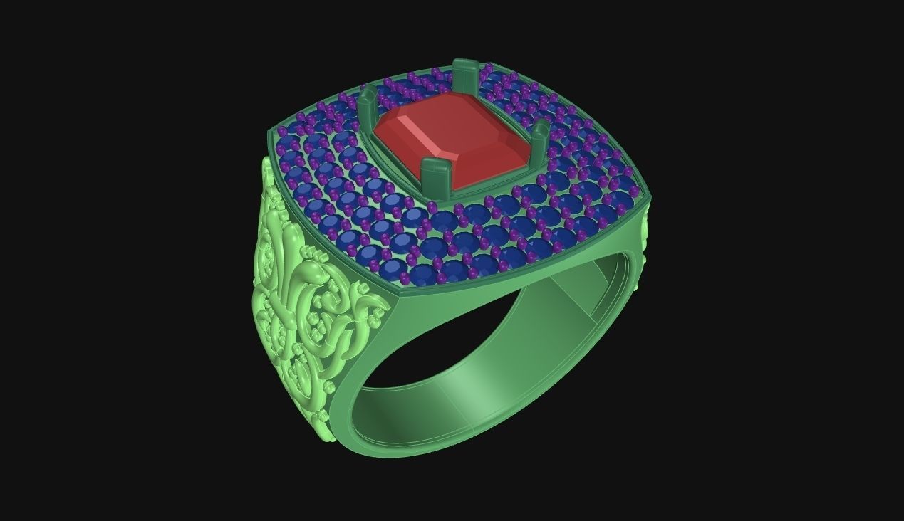 The Man Ring - Emerald 3D print model_9