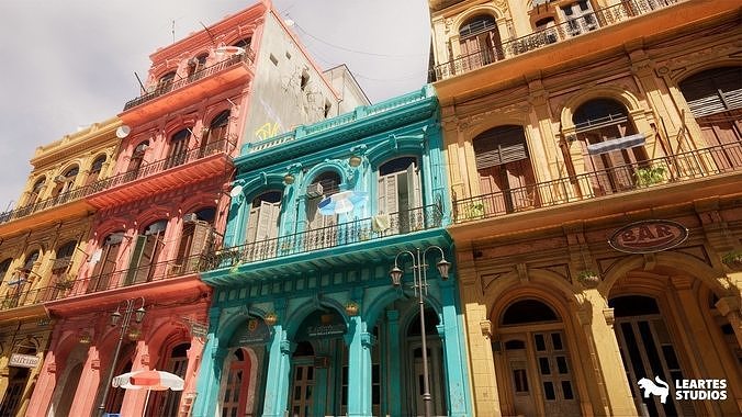 Havana Street Environment Low-poly 3D model 5