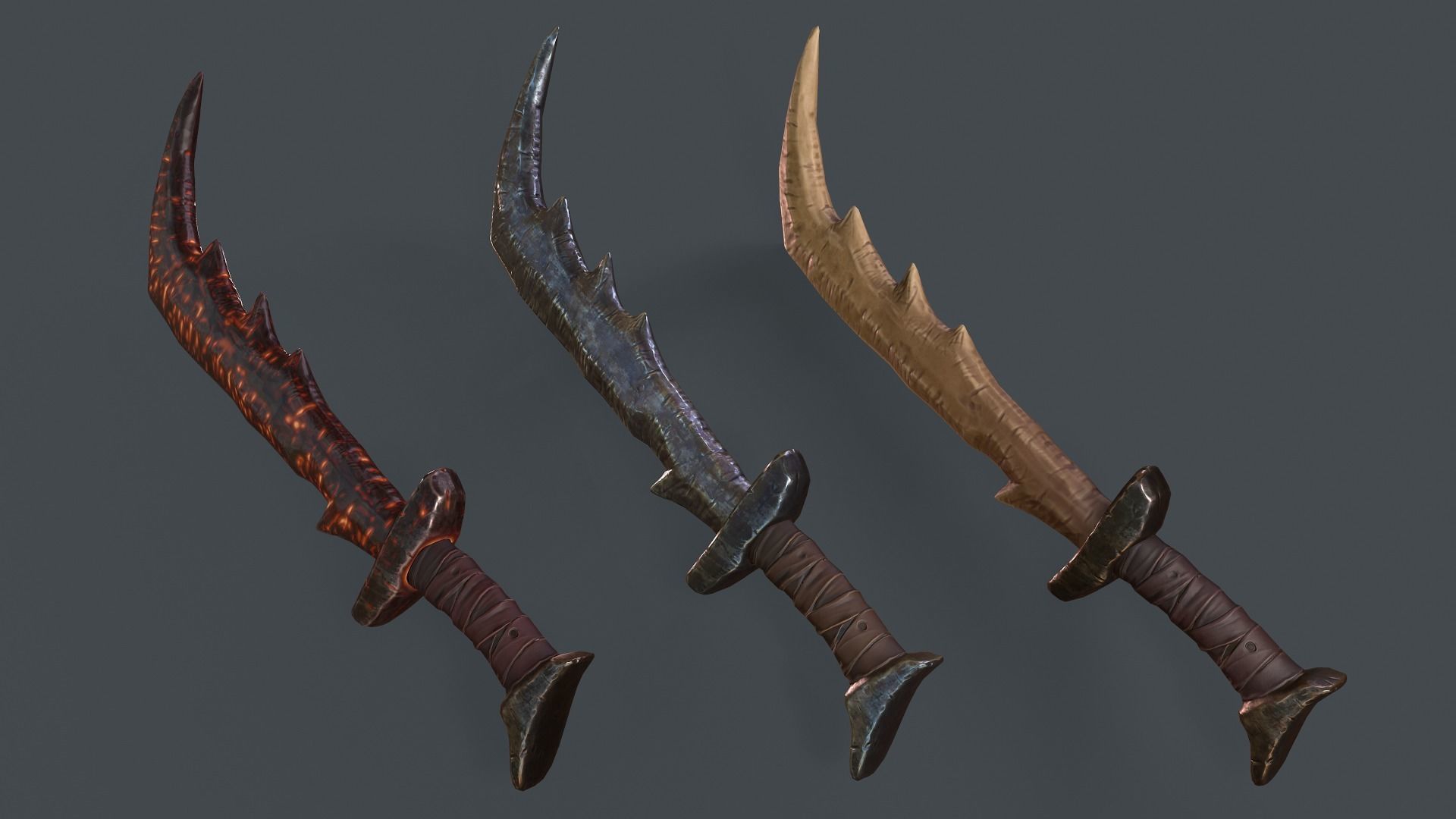 Orc Goblin Deamon stylized sword Low-poly 3D model_3