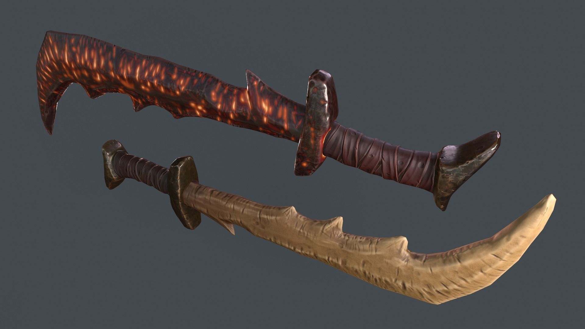 Orc Goblin Deamon stylized sword Low-poly 3D model_8