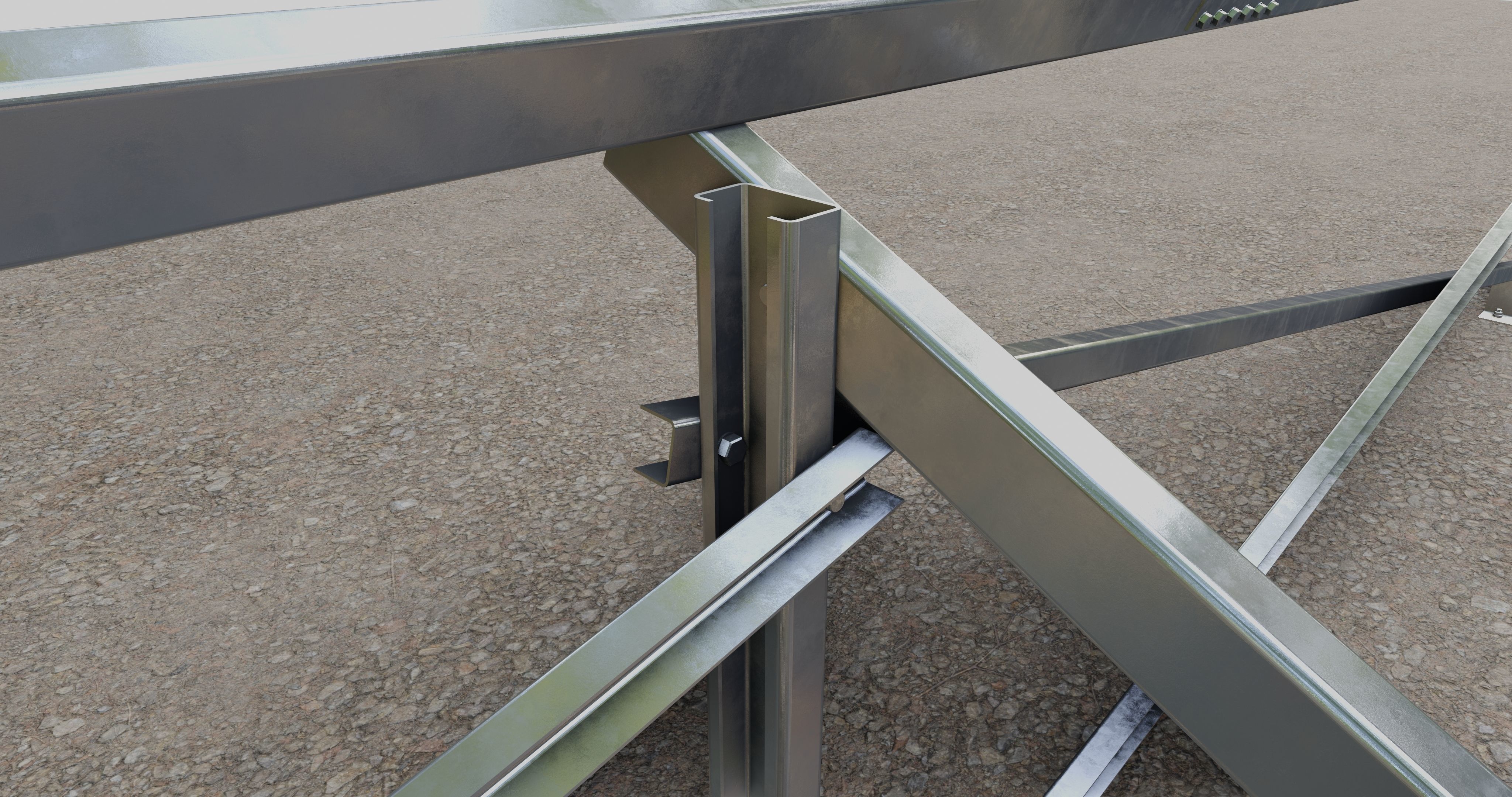 Roof Type Solar Panel Steel Construction 3D model_11