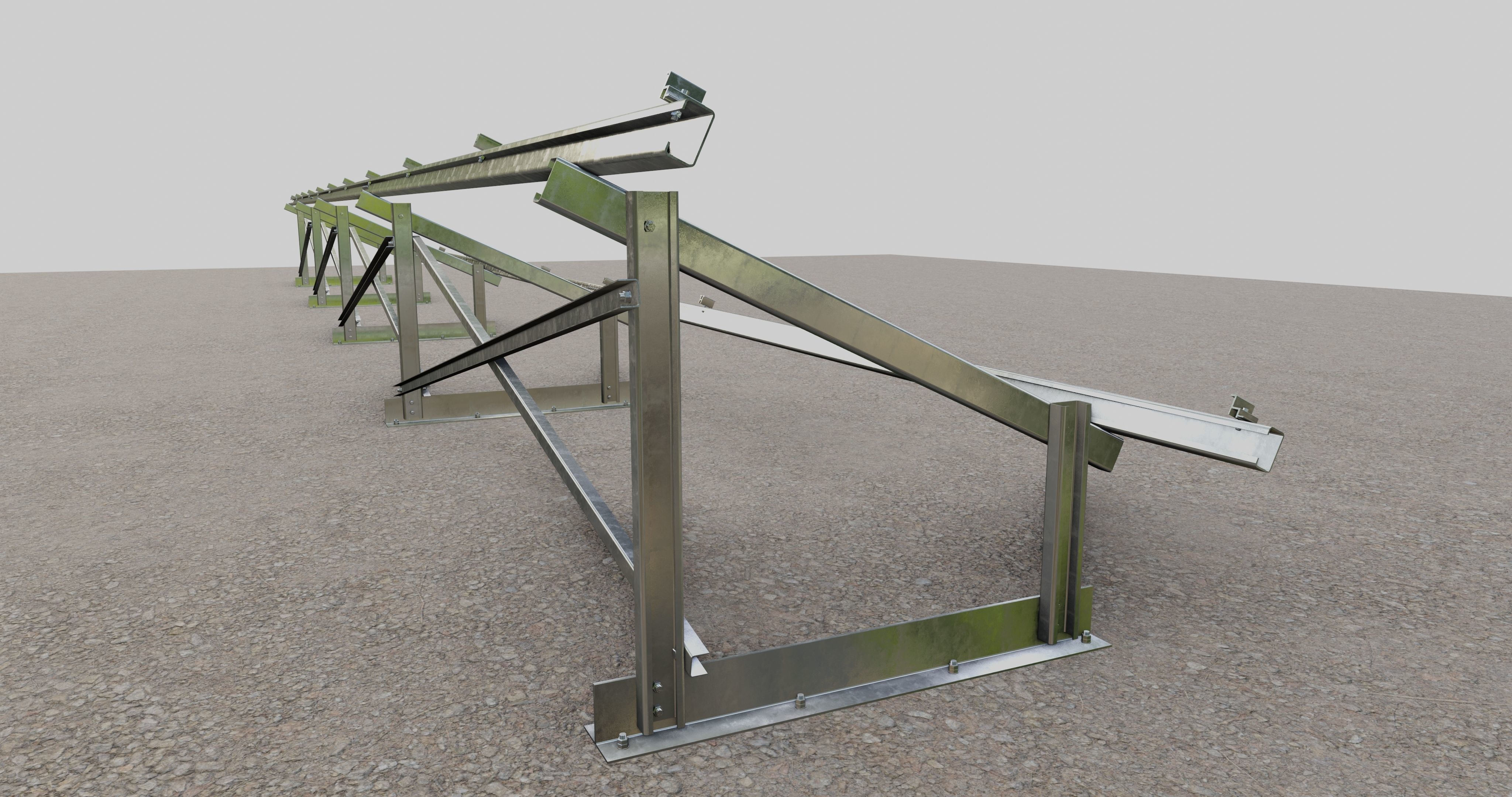 Roof Type Solar Panel Steel Construction 3D model_6