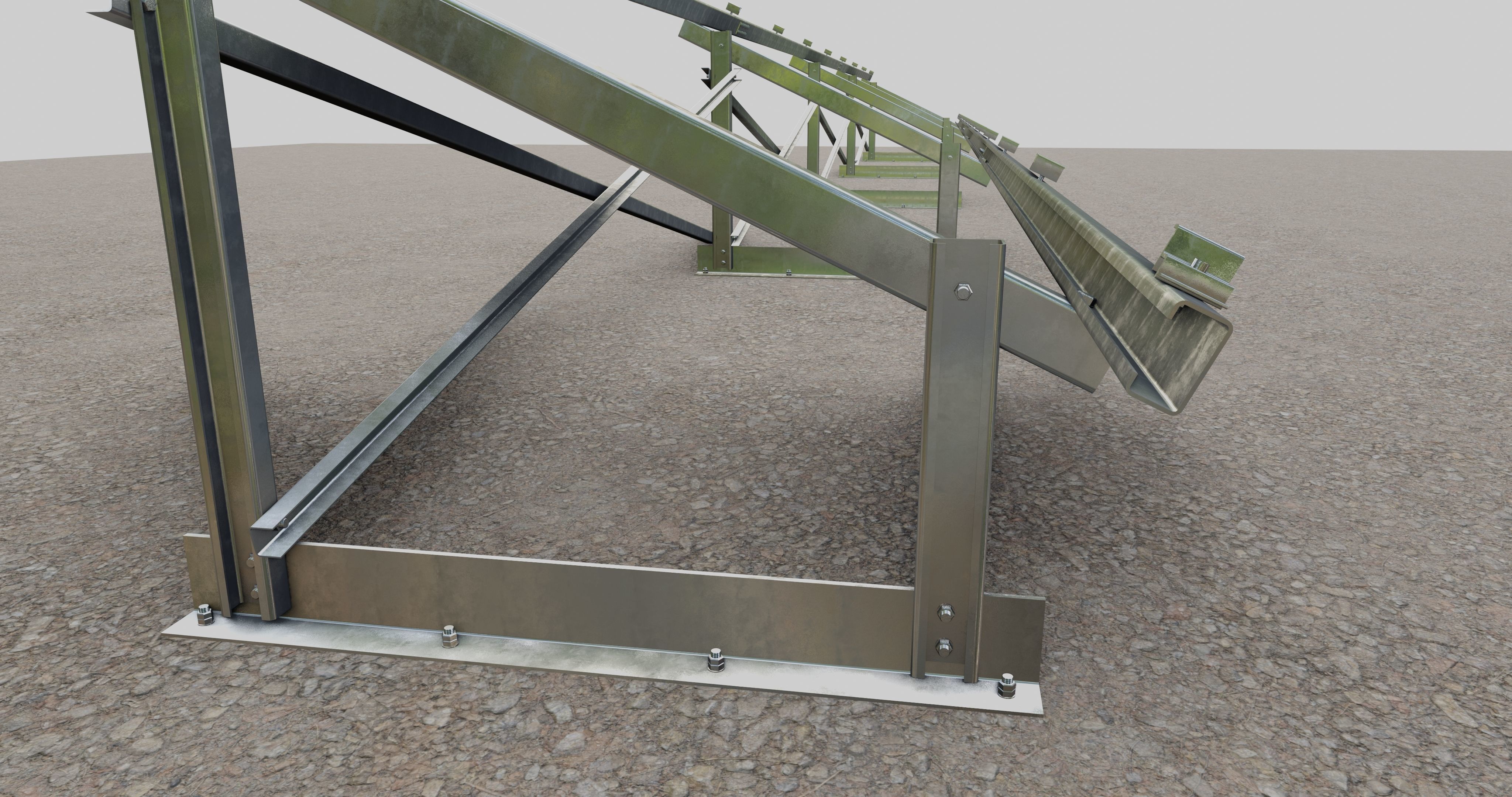 Roof Type Solar Panel Steel Construction 3D model_7