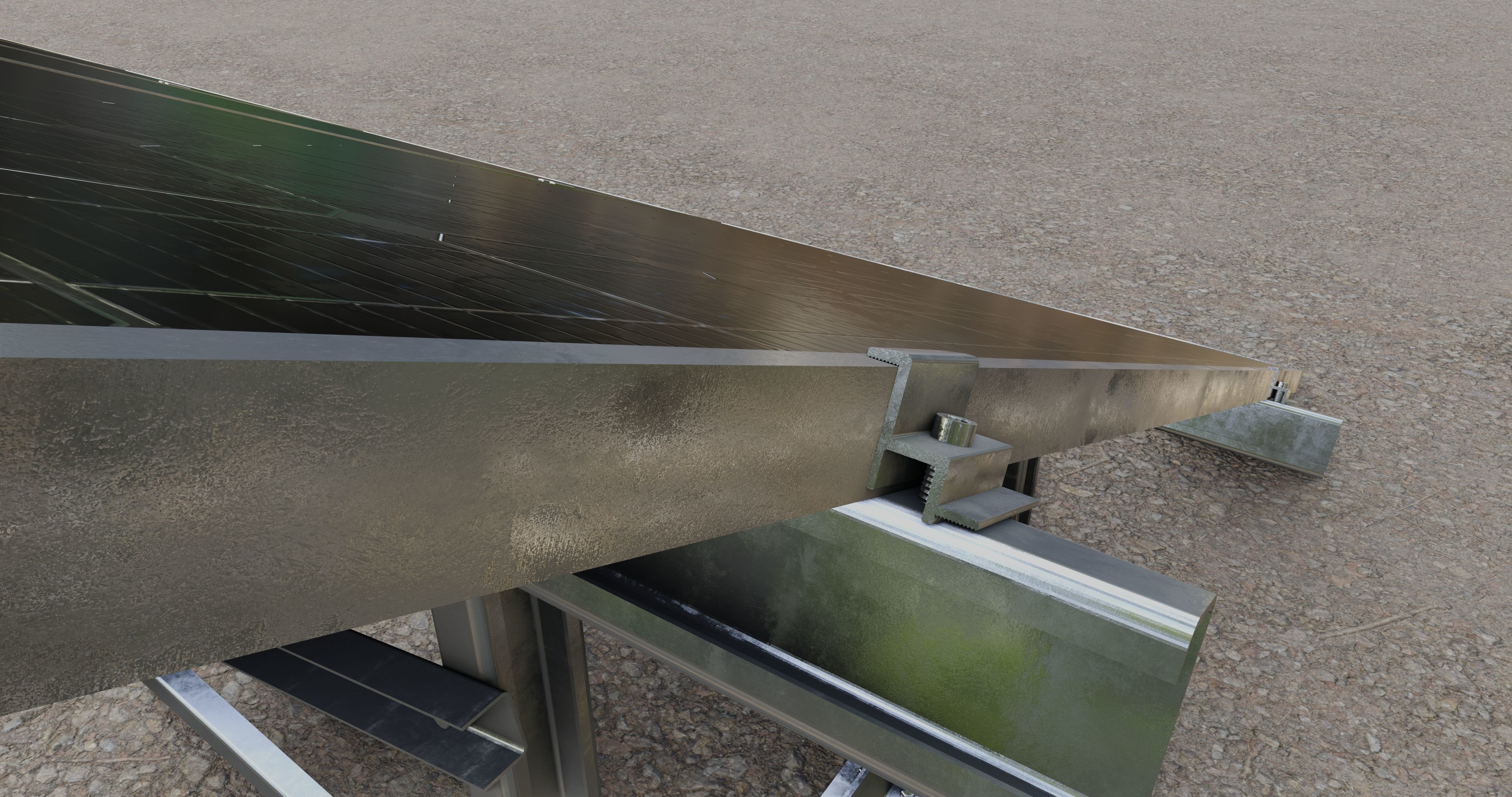 Roof Type Solar Panel Steel Construction 3D model_12