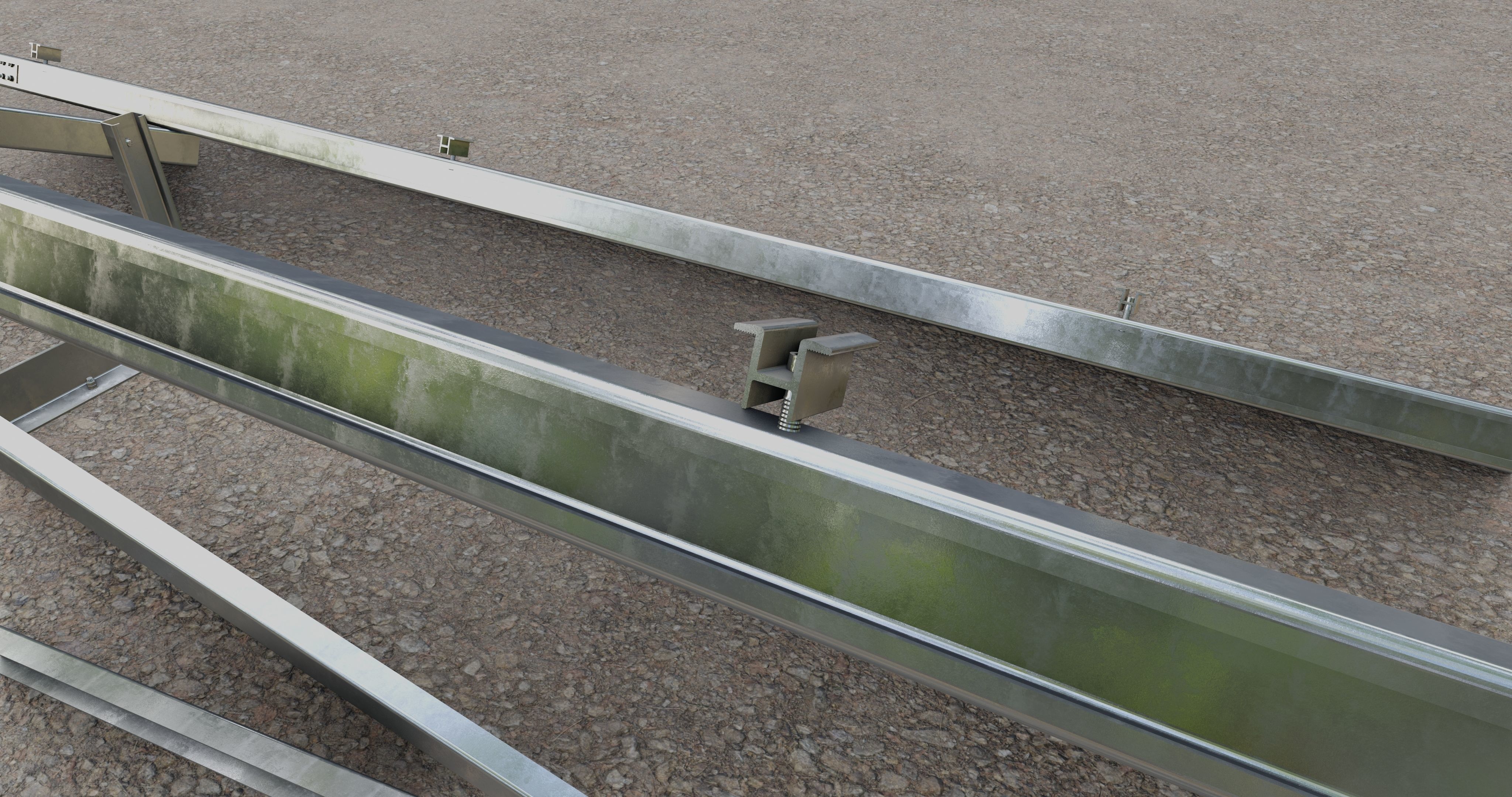 Roof Type Solar Panel Steel Construction 3D model_9