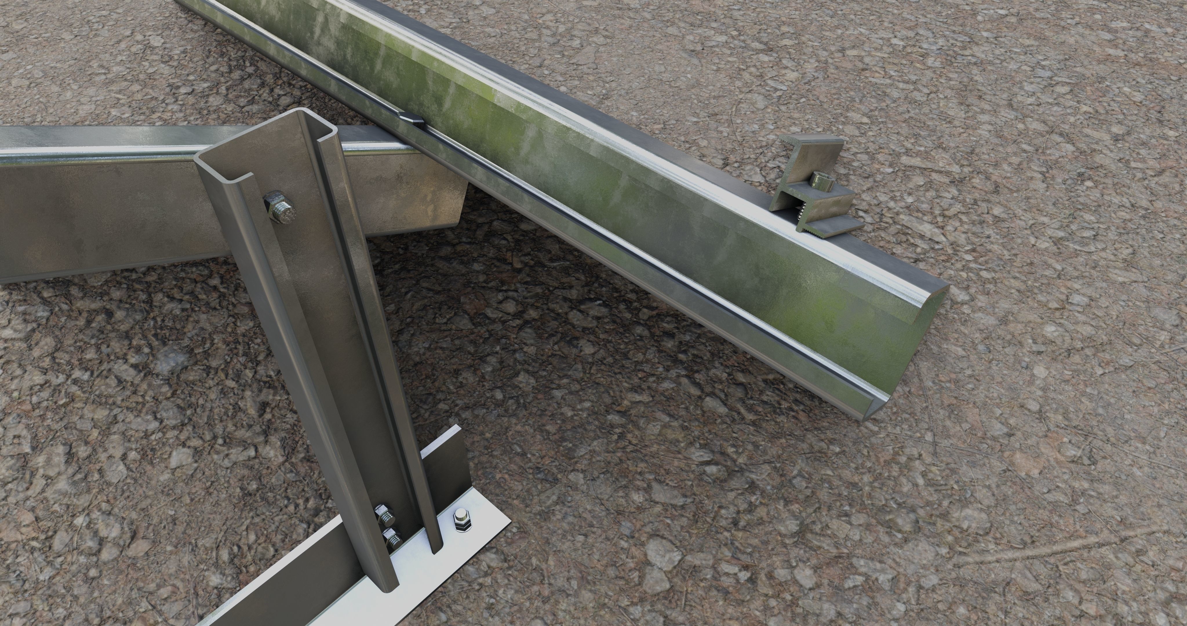 Roof Type Solar Panel Steel Construction 3D model_8