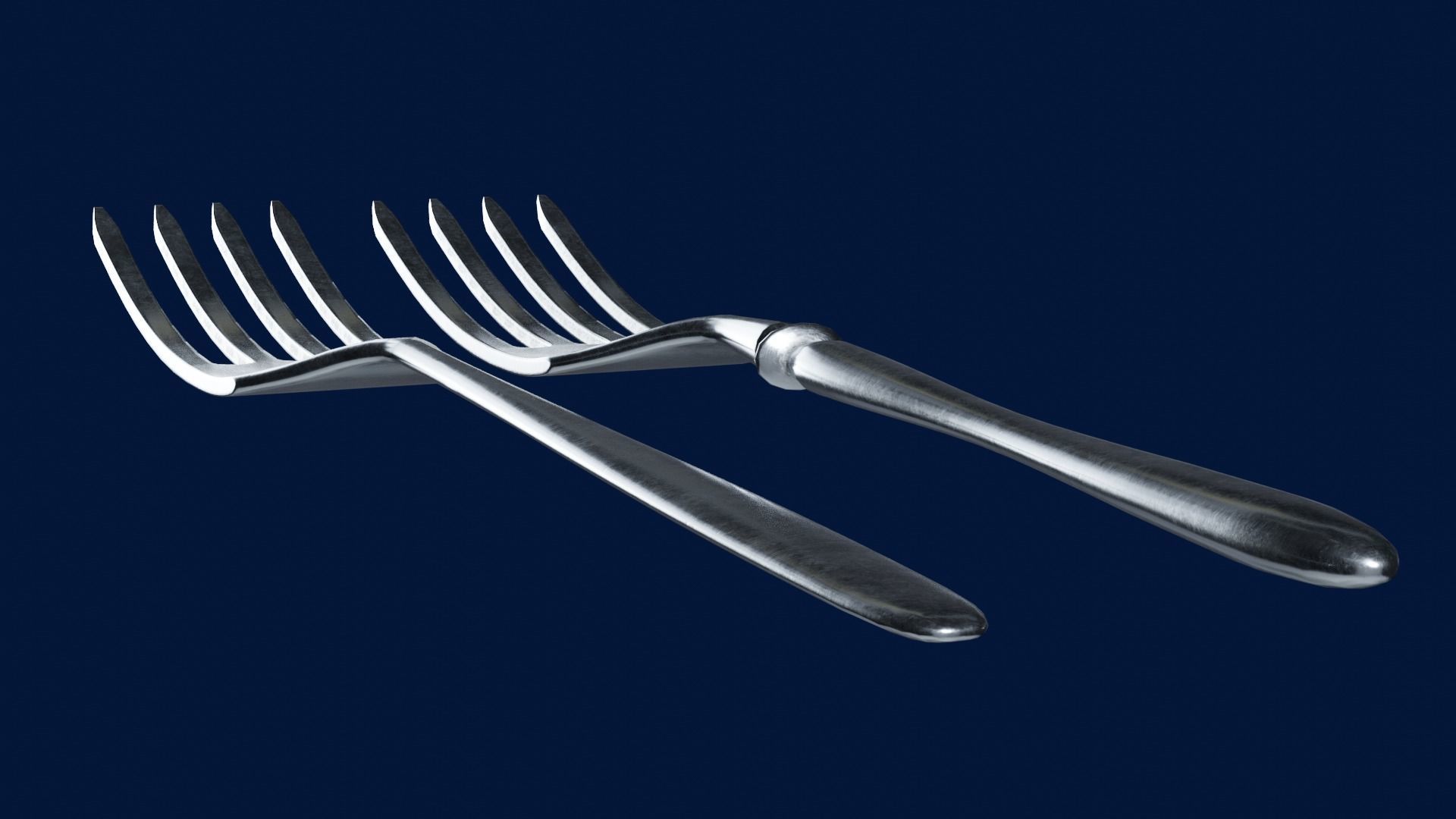 Cutlery two stainless steel forks low-poly PBR 3d model Low-poly 3D model_4