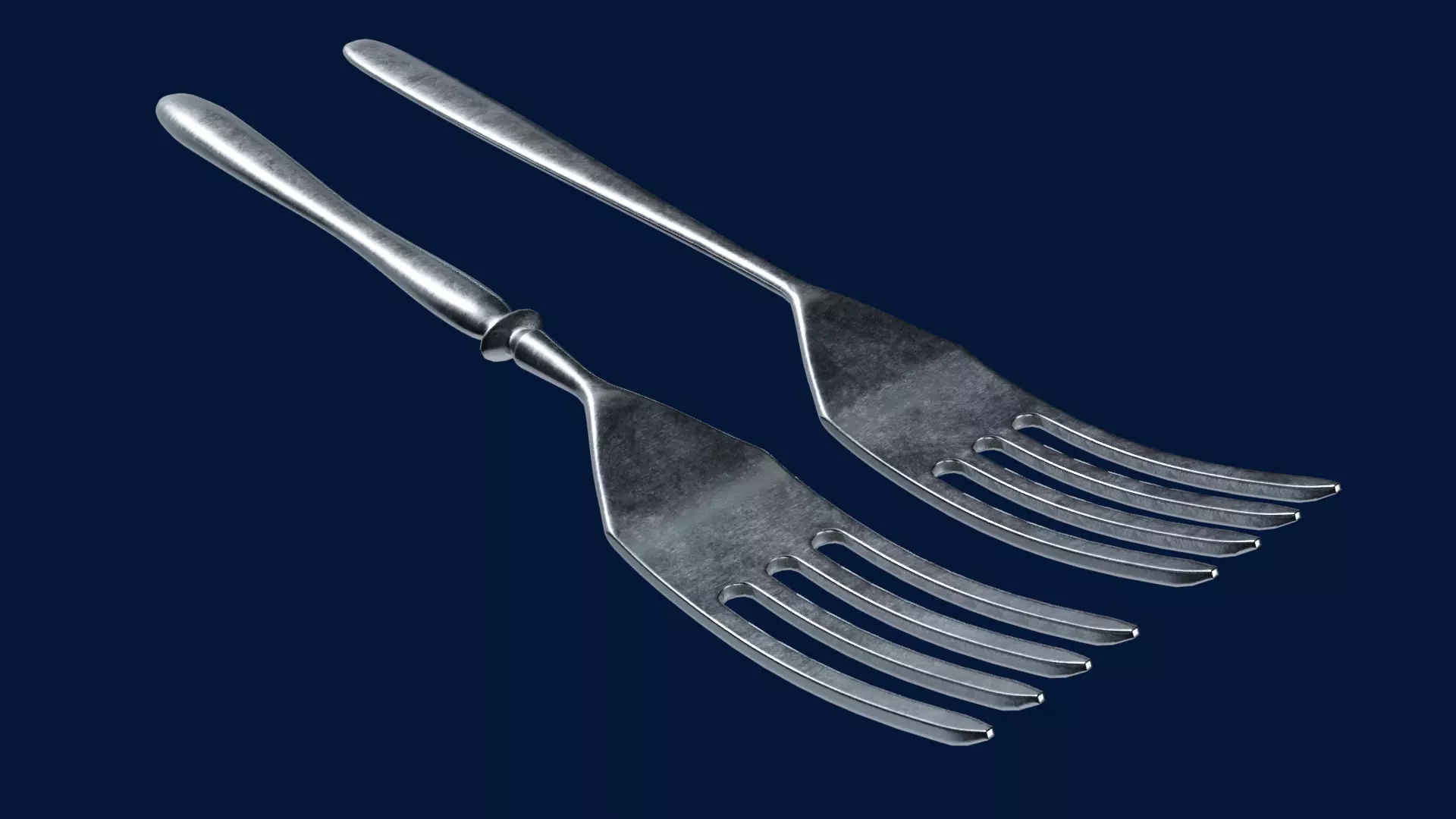 Cutlery two stainless steel forks low-poly PBR 3d model Low-poly 3D model_0
