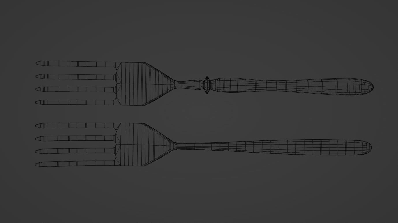 Cutlery two stainless steel forks low-poly PBR 3d model Low-poly 3D model_8