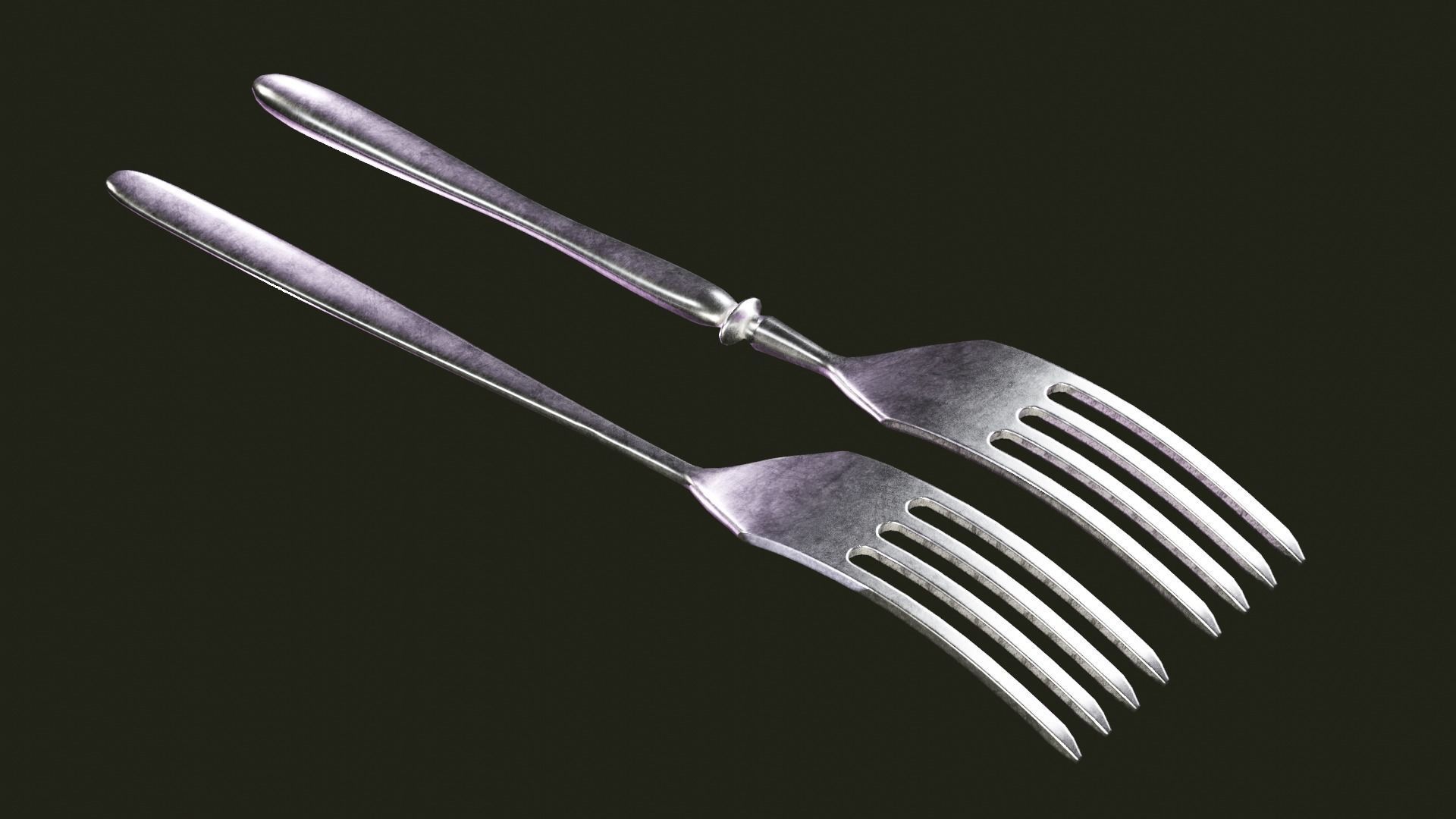 Cutlery two stainless steel forks low-poly PBR 3d model Low-poly 3D model_5