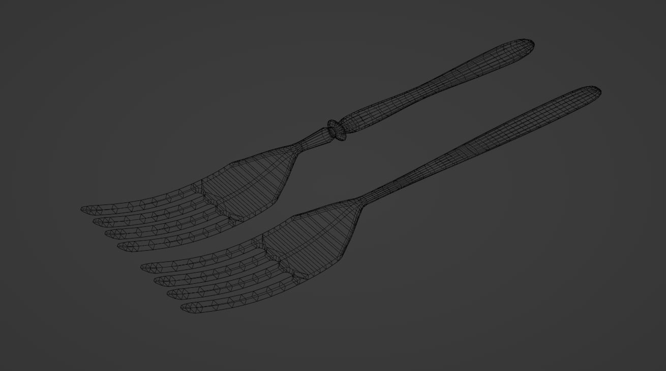 Cutlery two stainless steel forks low-poly PBR 3d model Low-poly 3D model_7