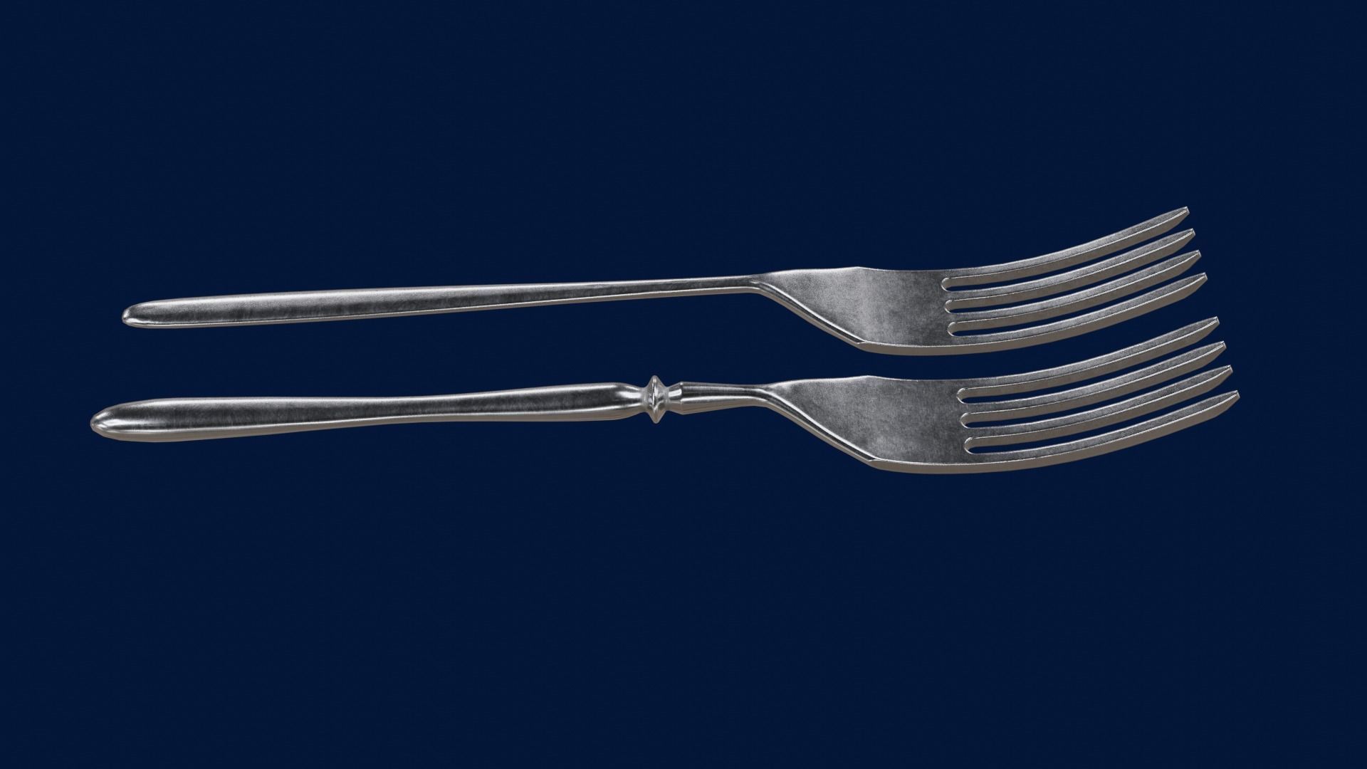 Cutlery two stainless steel forks low-poly PBR 3d model Low-poly 3D model_3