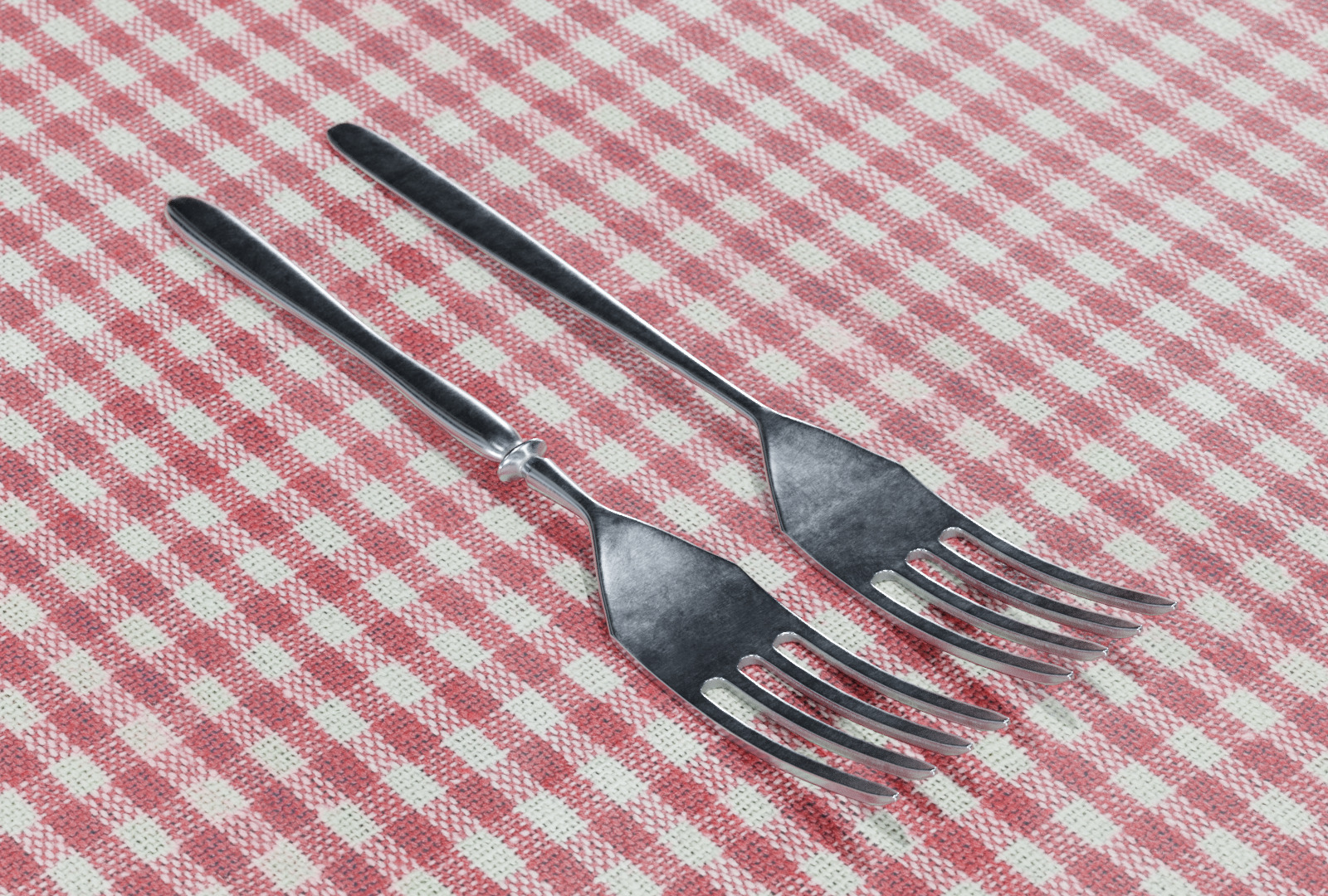 Cutlery two stainless steel forks low-poly PBR 3d model Low-poly 3D model_10