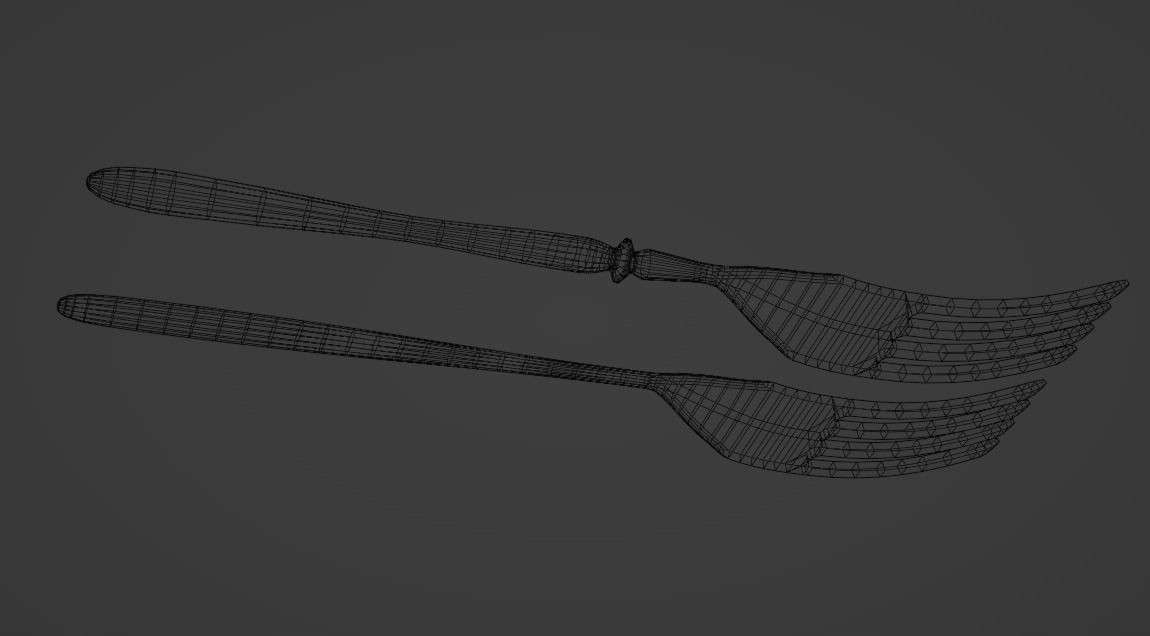 Cutlery two stainless steel forks low-poly PBR 3d model Low-poly 3D model_9