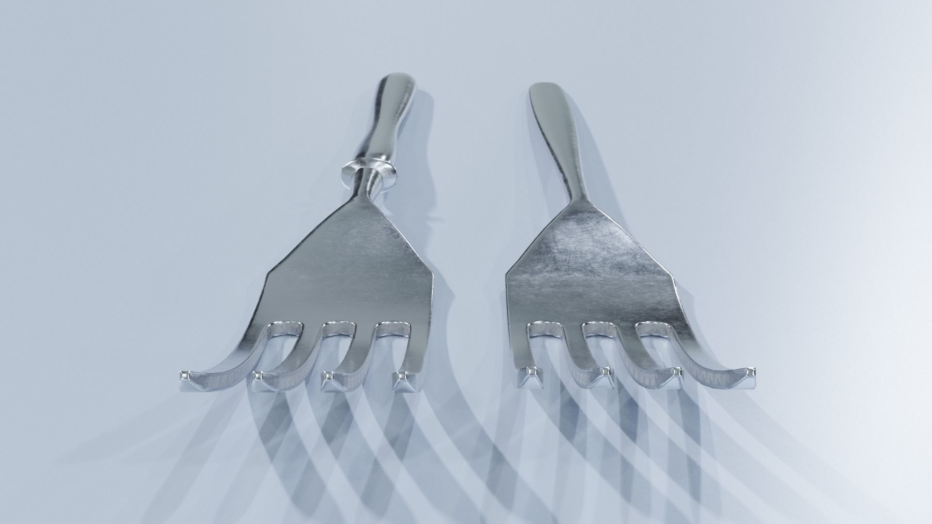 Cutlery two stainless steel forks low-poly PBR 3d model Low-poly 3D model_6