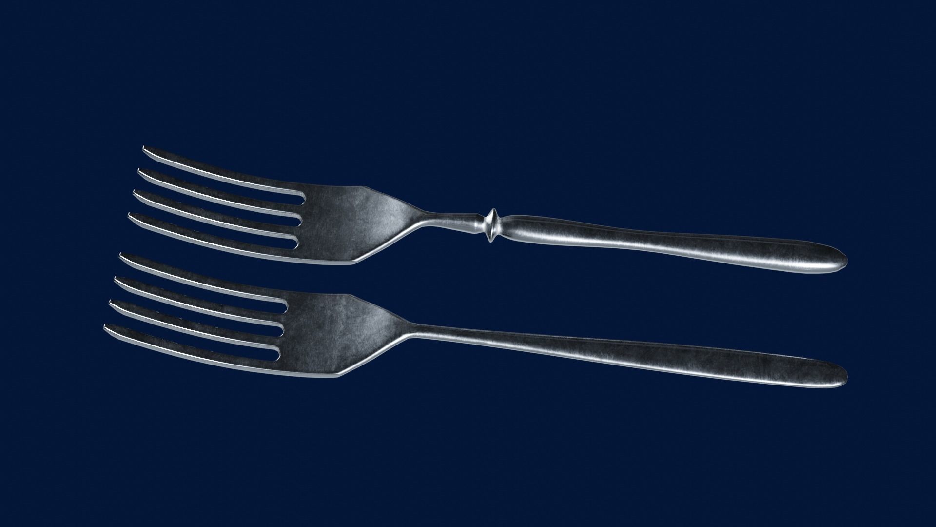 Cutlery two stainless steel forks low-poly PBR 3d model Low-poly 3D model_2