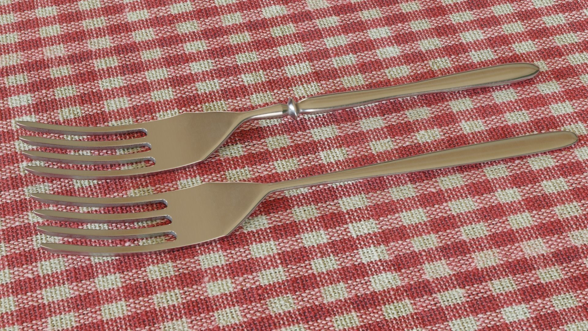 Cutlery two stainless steel forks low-poly PBR 3d model Low-poly 3D model_13