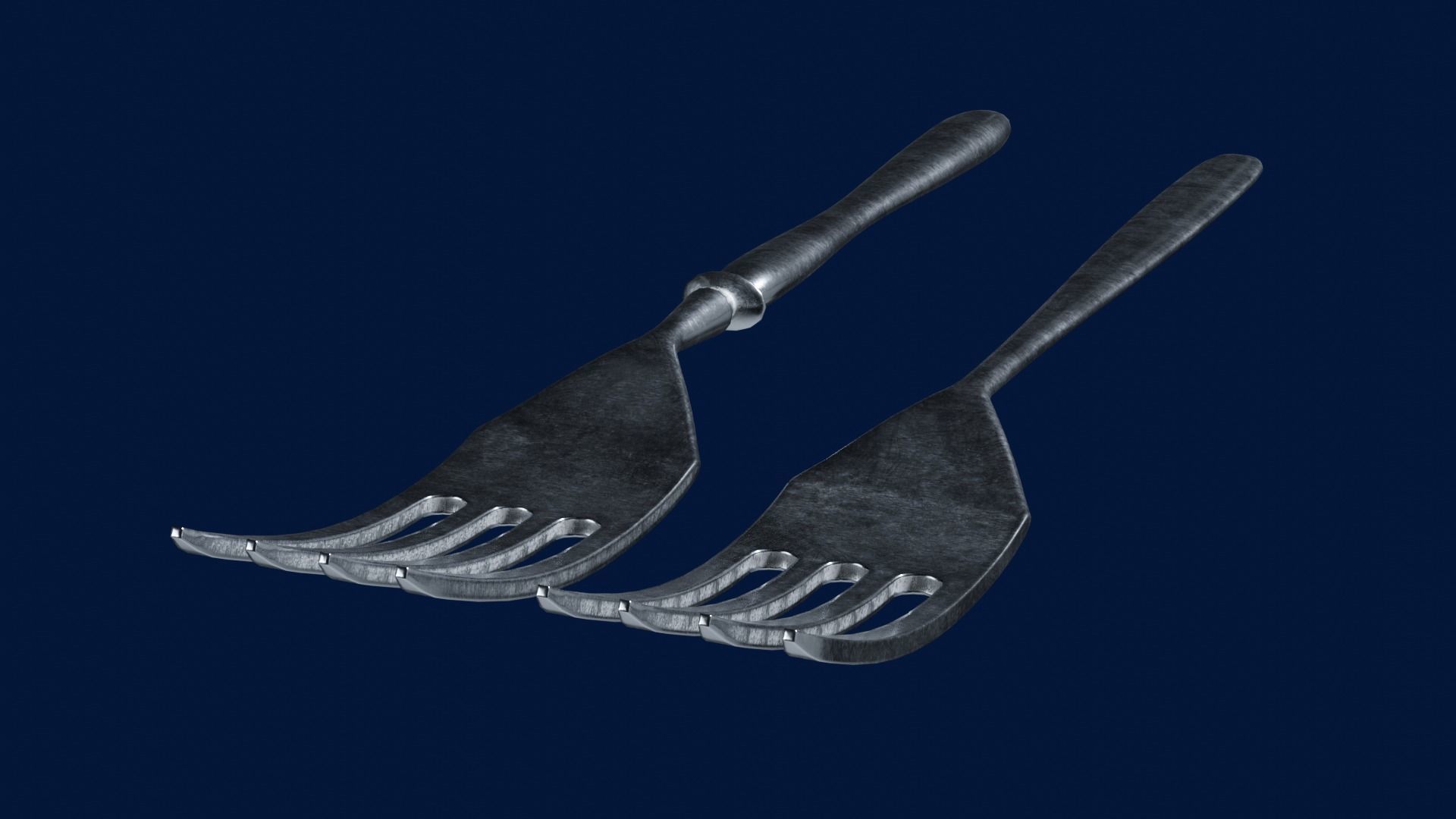 Cutlery two stainless steel forks low-poly PBR 3d model Low-poly 3D model_1