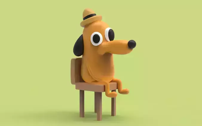 this is fine dog on fire meme 3D print model