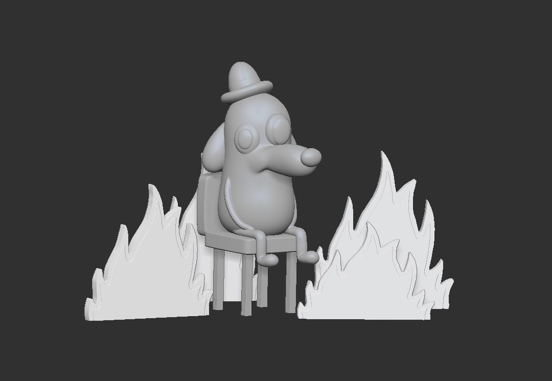 this is fine dog on fire meme 3D print model_1