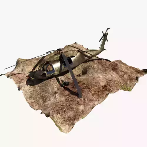 Crashed Helicopter Low-poly 3D model