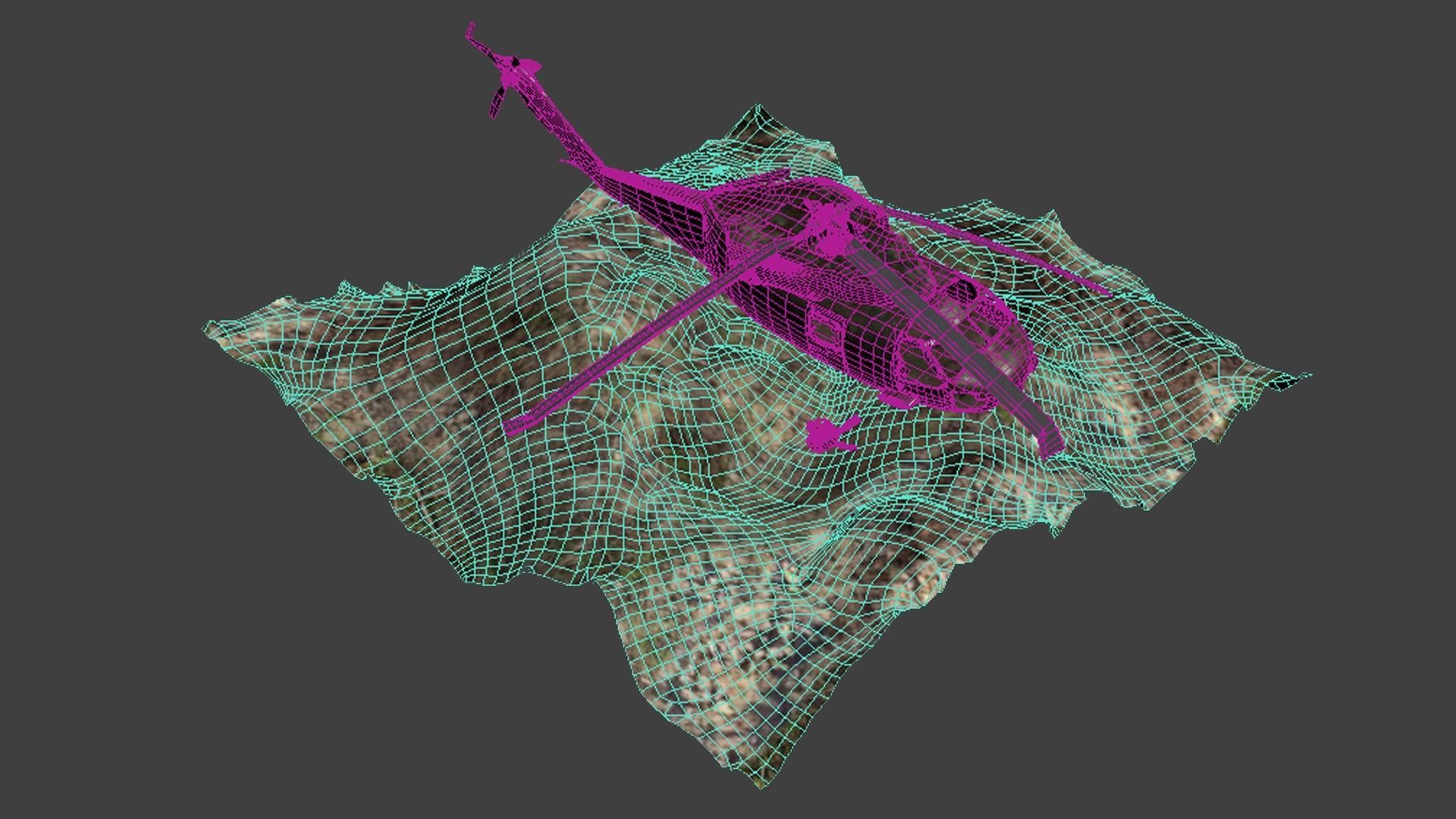 Crashed Helicopter Low-poly 3D model_5