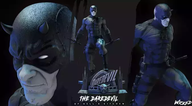 Wicked Marvel Daredevil Sculpture ready for 3d printing