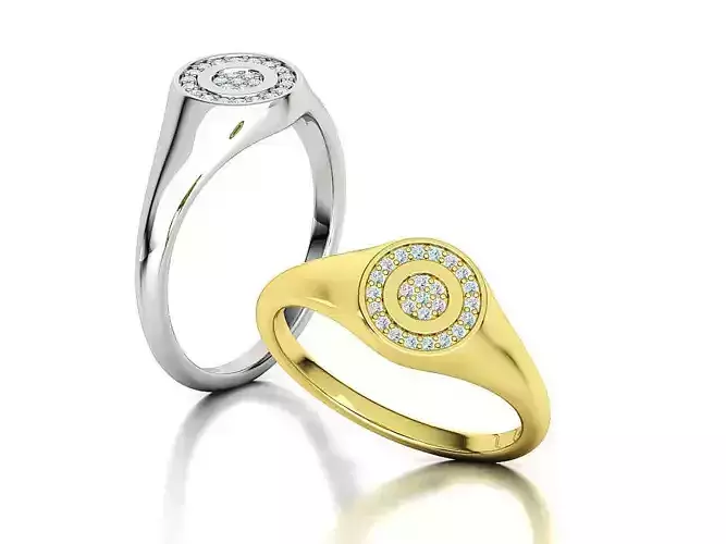 Pinky Diamond Signet Ring Round Top 3dmodel 3D print model