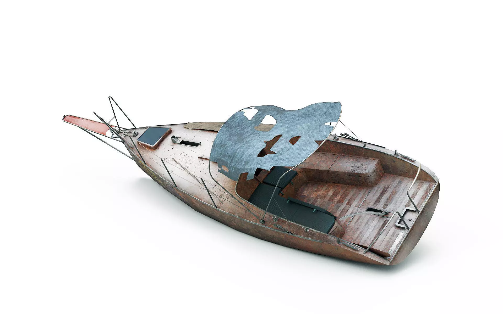 Abandoned small sailboat 3D model_0