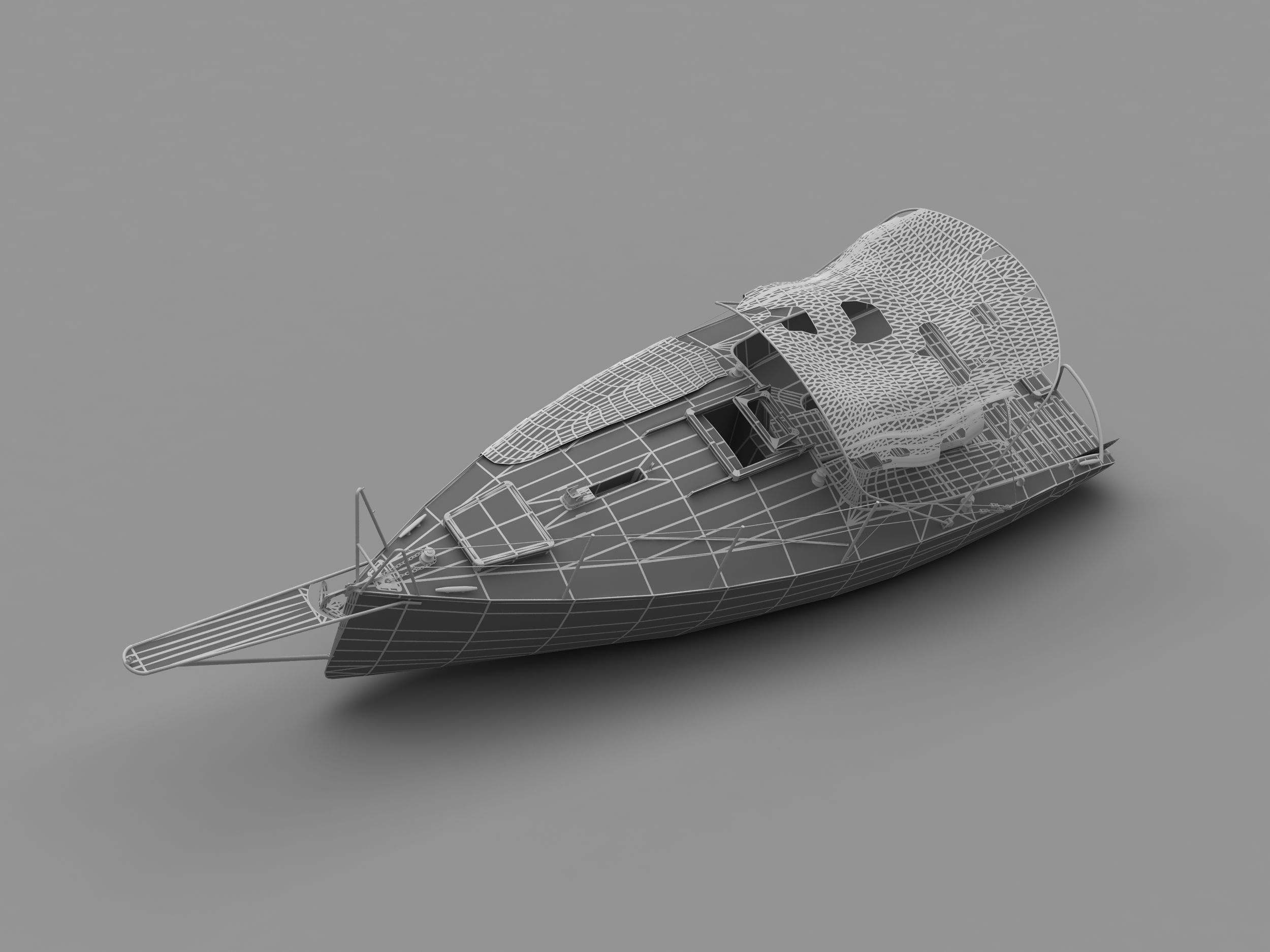 Abandoned small sailboat 3D model_4