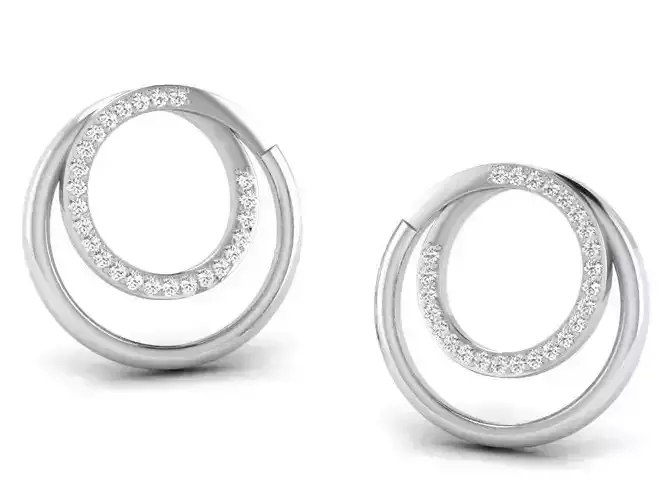 Gold Diamond Women Earring 3D print Model