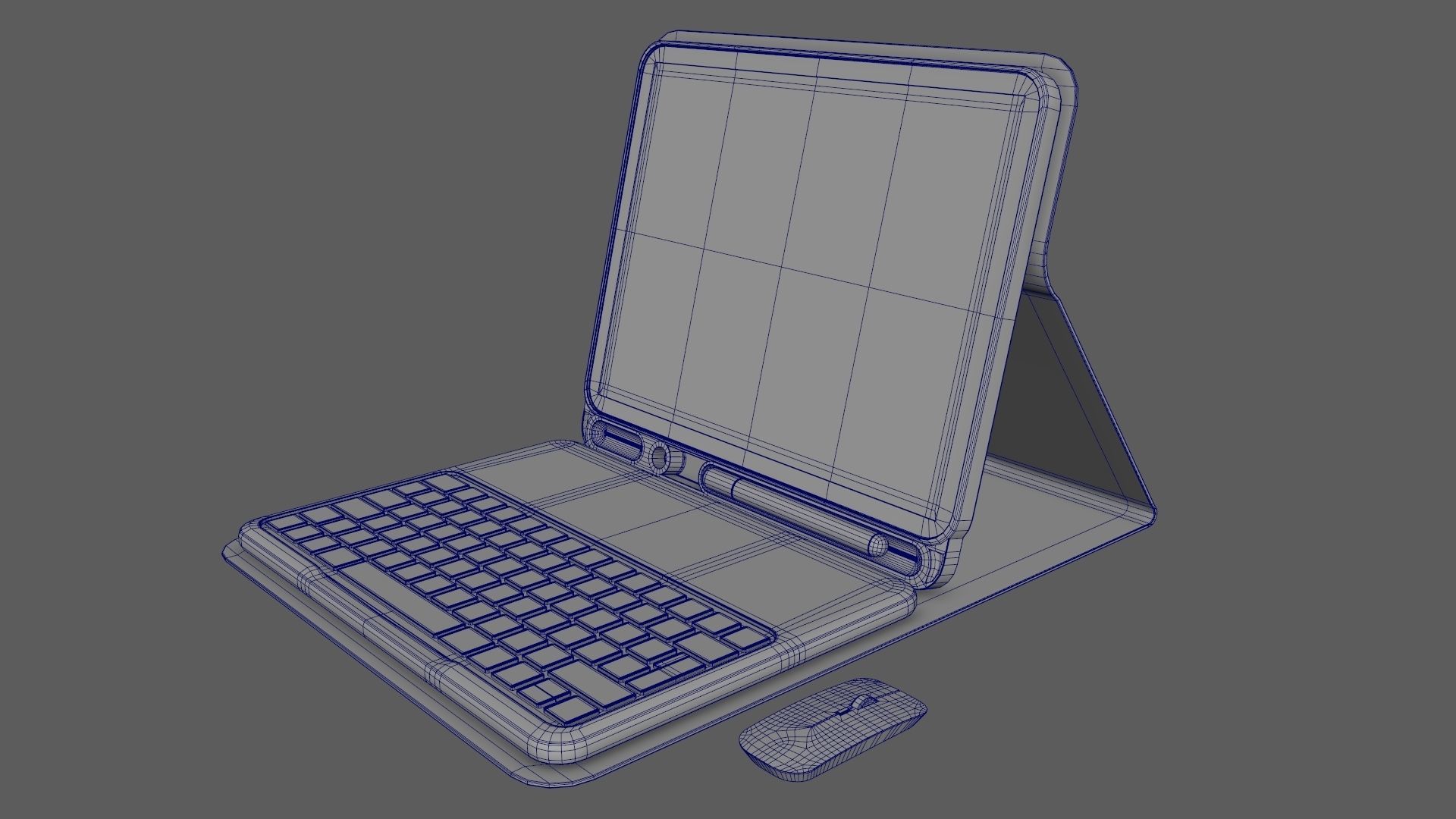 Modern Pc Tablet Set Pen Mouse Gold Like Version 3D model_10