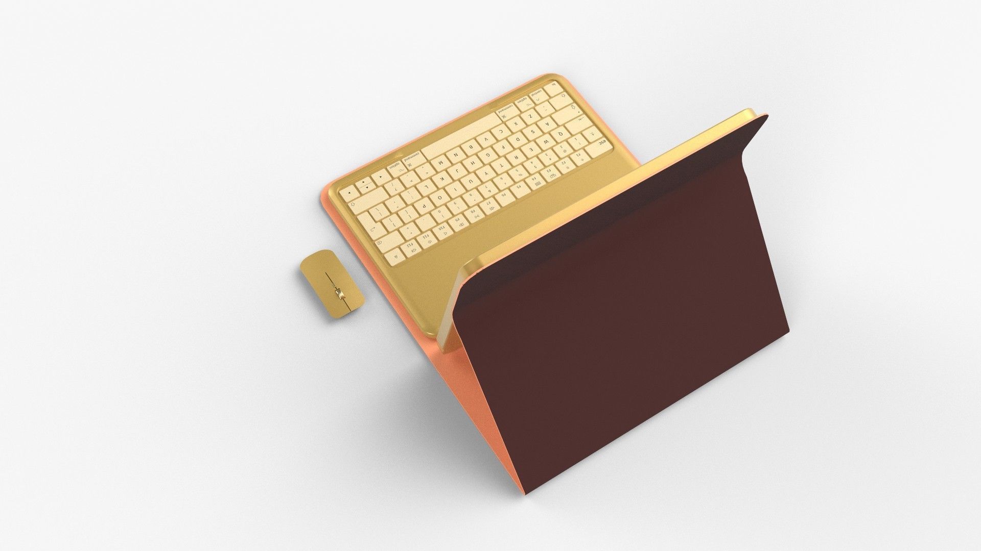 Modern Pc Tablet Set Pen Mouse Gold Like Version 3D model_3