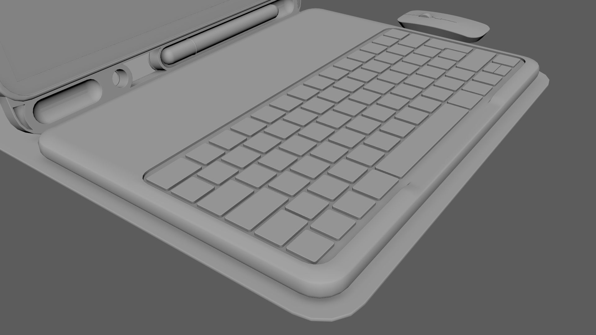 Modern Pc Tablet Set Pen Mouse Gold Like Version 3D model_8