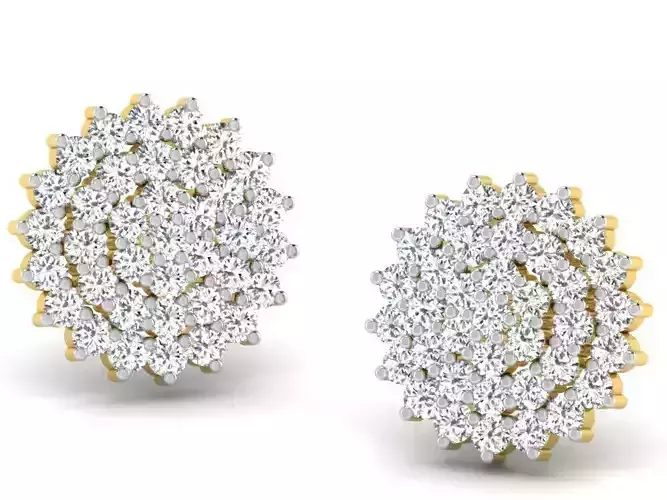 Gold Diamond Women Earring 3D print Model