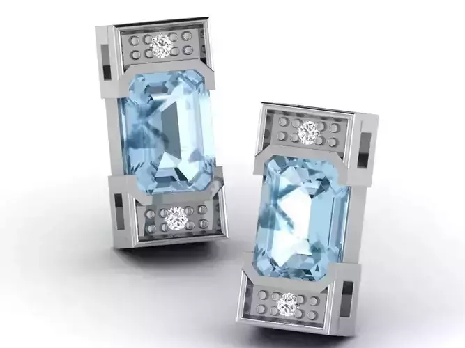 Gold Diamond Women Earring 3D print Model