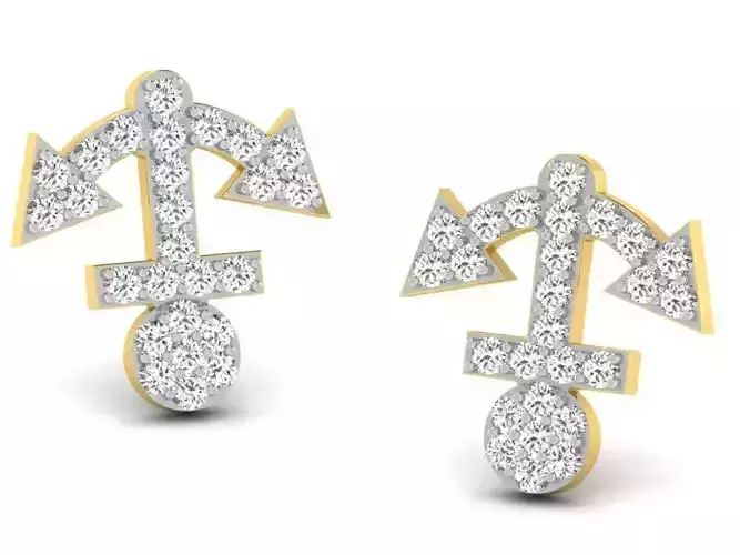 Gold Diamond Women Earring 3D print Model