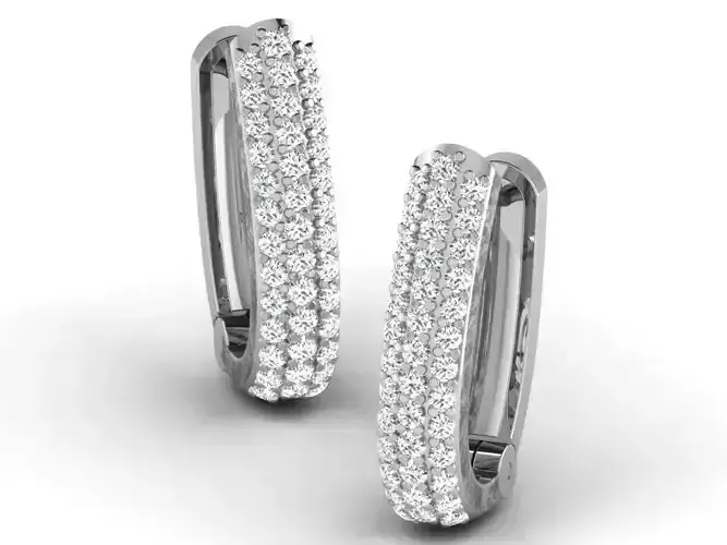 Gold Diamond Women Earring 3D print Model